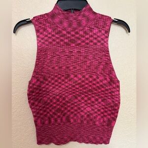 WILD FABLE  Pink Space Dye Ribbed Cropped Tank Size XL Mock Neck